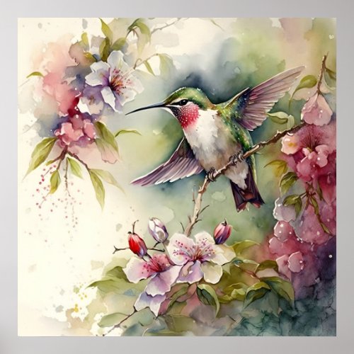 Hummingbird Garden Poster