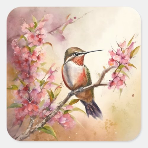 Hummingbird Garden Square Sticker