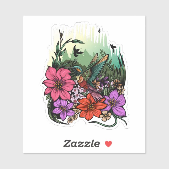 Hummingbird Garden Sticker (Sheet)
