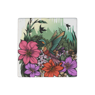 Hummingbird Garden Stone Magnet