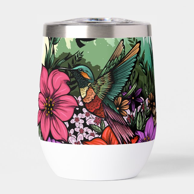 Hummingbird Garden Thermal Wine Tumbler (Front)