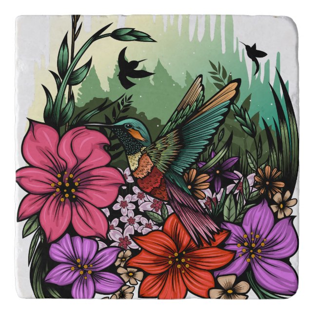 Hummingbird Garden Trivet (Front)