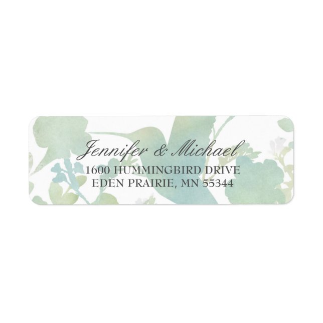 Hummingbird Garden Watercolor Elegant Wedding Label (Front)