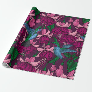 Hummingbird garden wrapping paper