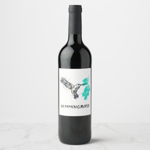 Hummingbird geometric wine label