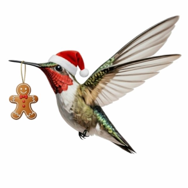 Hummingbird & Gingerbread Man Christmas Ornament (Front)