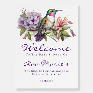 Hummingbird Girl Baby Shower Welcome Sign