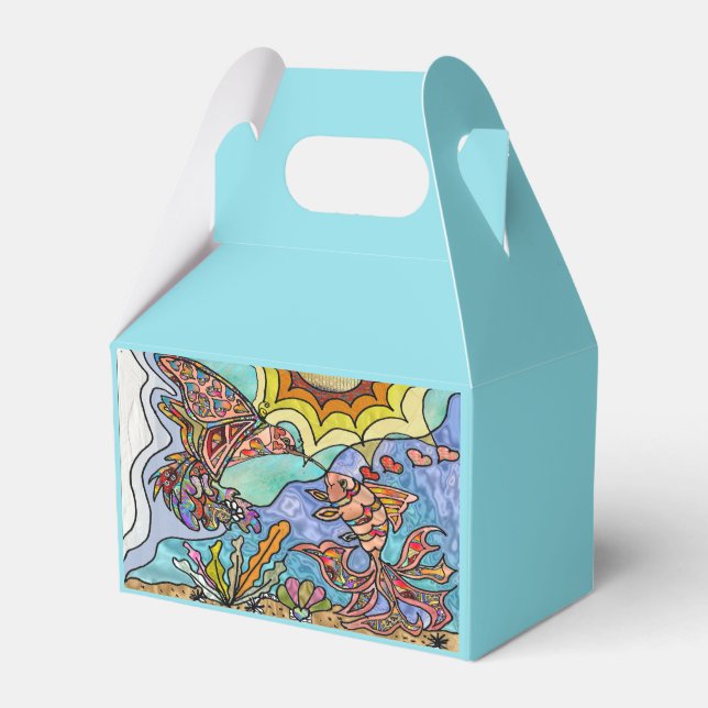 Hummingbird Goldfish Reflection Art Favor Box (Front Side)