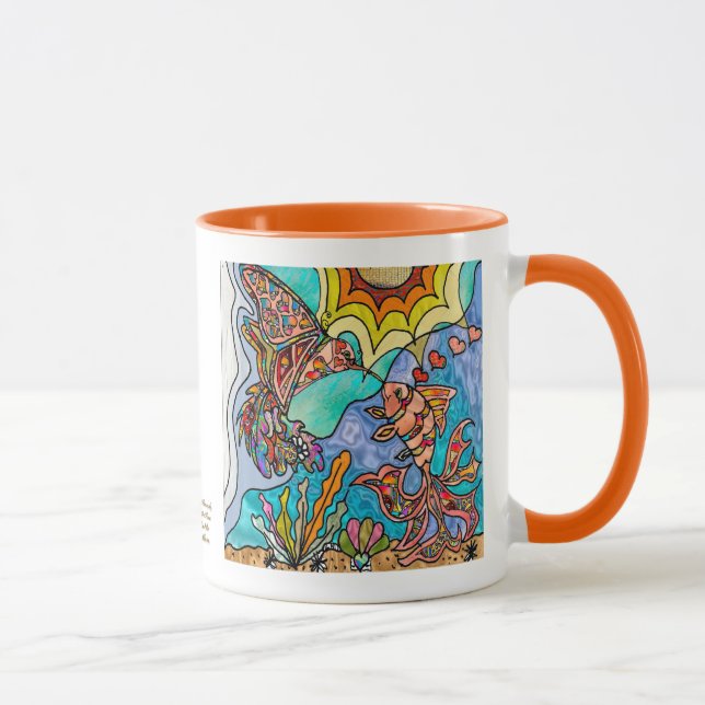 Hummingbird Goldfish Reflection Fantasy Art Mug (Right)
