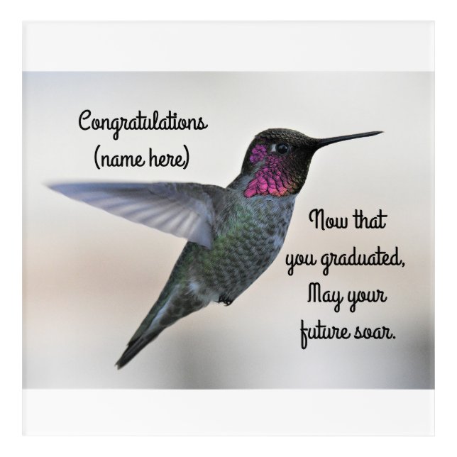 Hummingbird Graduation Acrylic Wall Art (Front)