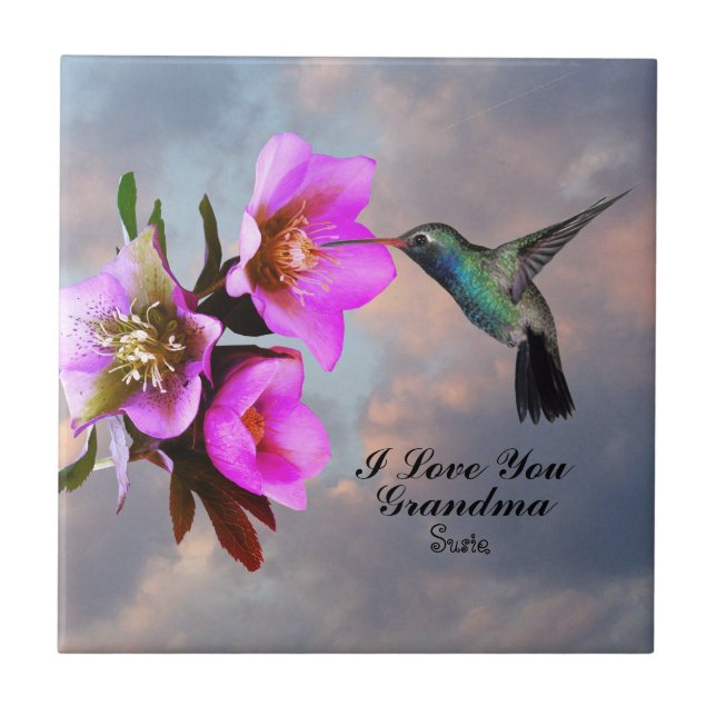 HUMMINGBIRD-GRANDMA CERAMIC TILE (Front)