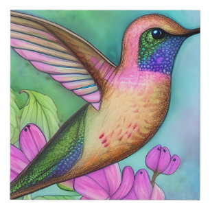 Hummingbird Graphic Faux Canvas Print