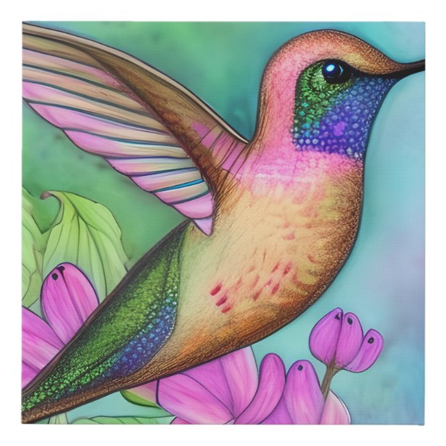 Hummingbird Graphic Faux Canvas Print (Front)