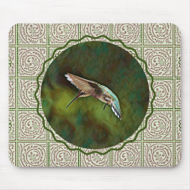 Hummingbird Green Art Mouse Pad (Front)