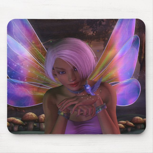 Hummingbird Guardian Fairy Fantasy Art Mouse Pad (Front)