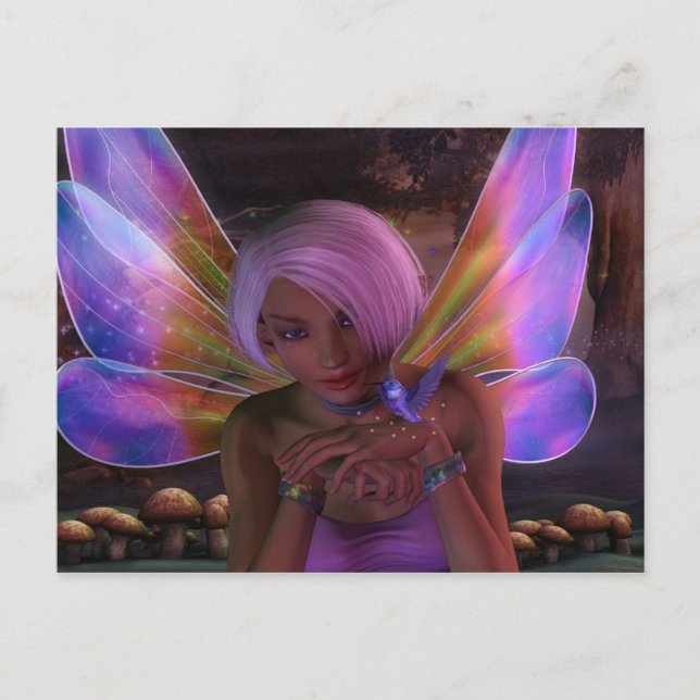 Hummingbird Guardian Fairy Fantasy Art Postcard (Front)