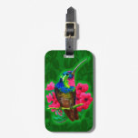Hummingbird hand drawing bright illustration. Neon Bag Tag Hummingbird hand drawing bright illustration. Neon Bag Tag