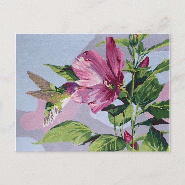 hummingbird handpainted postcard (Front)