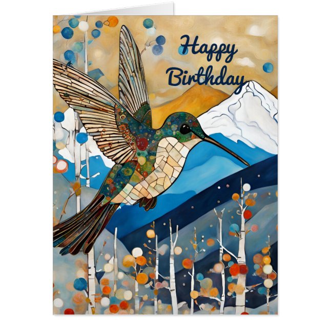 Hummingbird Happy Birthday  Card (Front)