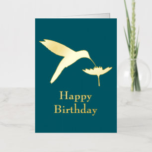 Hummingbird Happy Birthday Foil Greeting Card