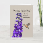 Hummingbird Happy Birthday Granddaughter Card<br><div class="desc">"Hummingbird Happy Birthday Granddaughter" by Catherine Sherman.
A hummingbird sipping nectar from a purple delphinium creates a beautiful greeting for a birthday.</div>