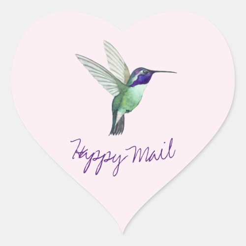 Hummingbird  Happy Mail Heart Sticker