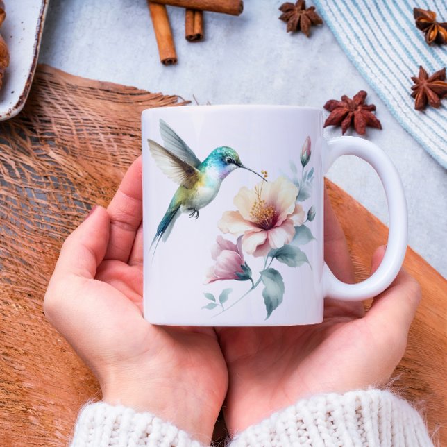 Hummingbird Harmony with Elegant Hibiscus Coffee Mug (Creator Uploaded)