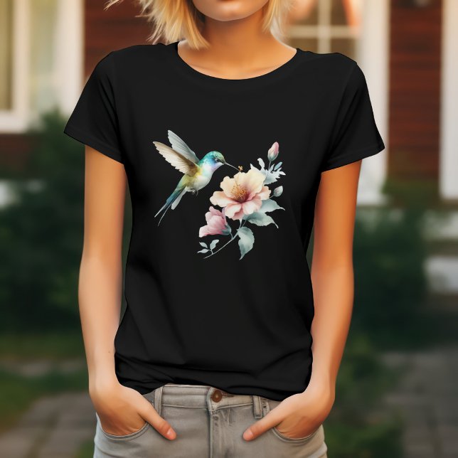 Hummingbird Harmony with Elegant Hibiscus T-Shirt (Creator Uploaded)