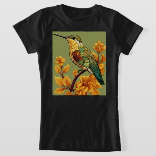 Hummingbird Haven Vibrant T_Shirt Design