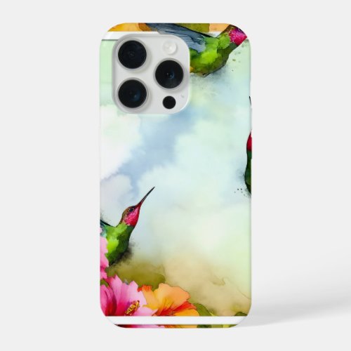 Hummingbird Haven _ Watercolor iPhone 15 Pro Case