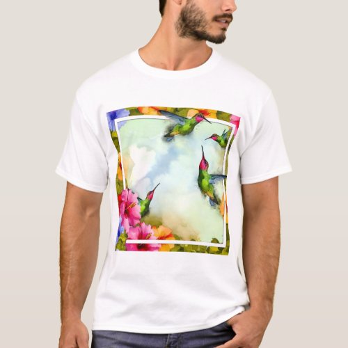 Hummingbird Haven _ Watercolor T_Shirt