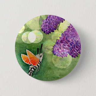 Hummingbird Hawk Moth and Lilacs Button