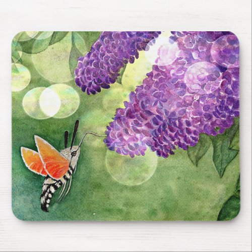 Hummingbird Hawk Moth and Lilacs Mouse Pad