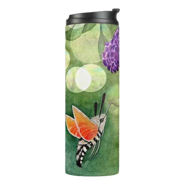 Hummingbird Hawk Moth and Lilacs Thermal Tumbler (Rotated Left)