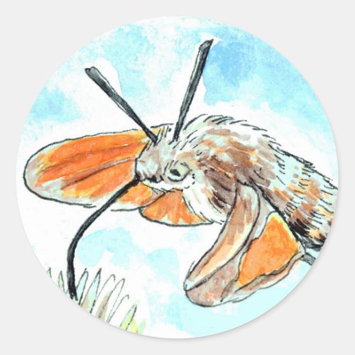 Hummingbird Hawk Moth Painting Classic Round Sticker