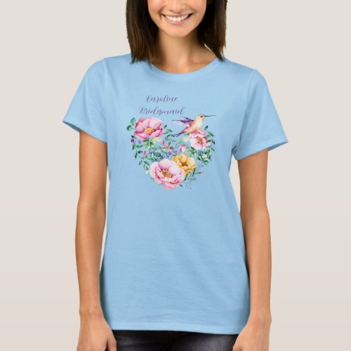 Hummingbird Heart Bouquet Flower Girl T_Shirt