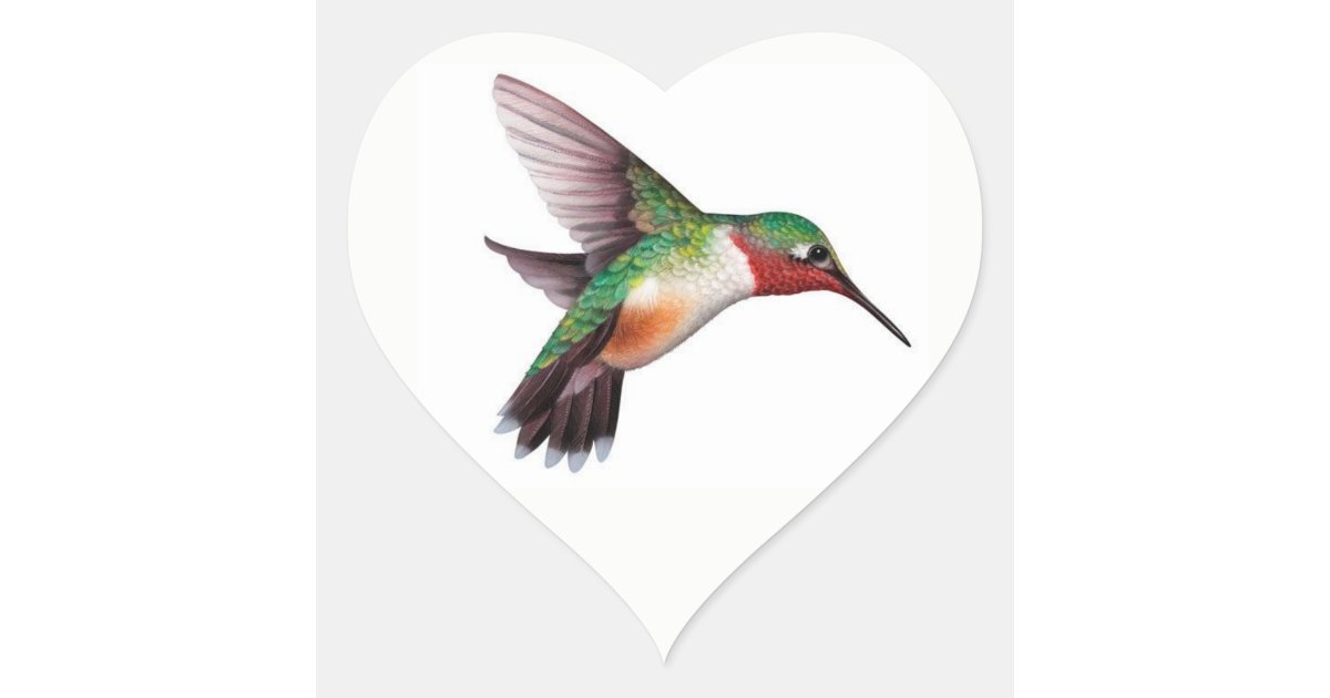 Hummingbird Heart Sticker Zazzle