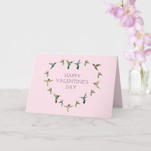 Hummingbird Heart Valentine's Day Card (Orchid)
