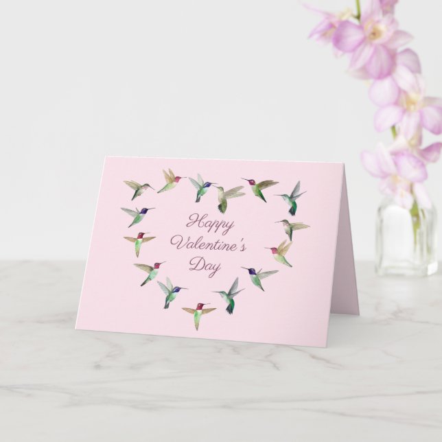 Hummingbird Heart Valentine's Day Card (Orchid)