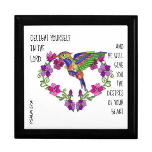 Hummingbird & Heart, w verse from Psalm 37:4 Gift Box