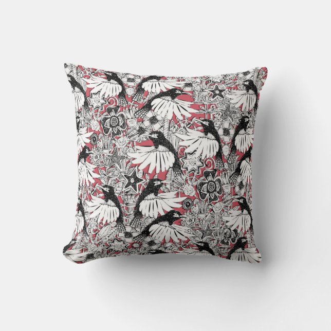 hummingbird heaven rouge throw pillow (Front)