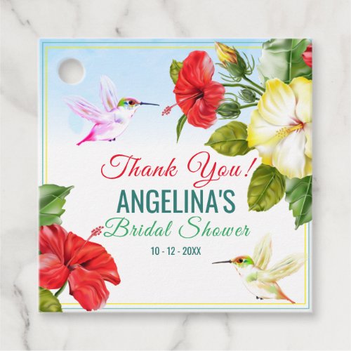 Hummingbird Hibiscus Hawaiian Floral  Event Favor Tags