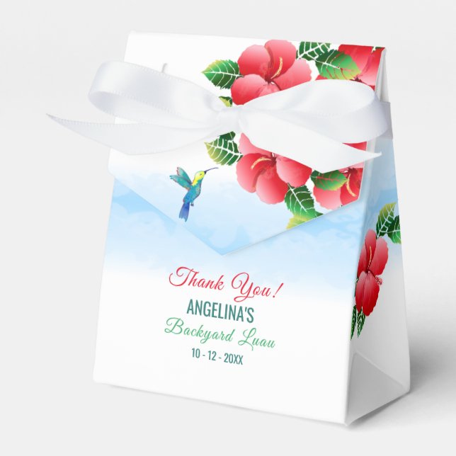 Hummingbird Hibiscus Hawiian Tropical | Event Favor Boxes (Front Side)