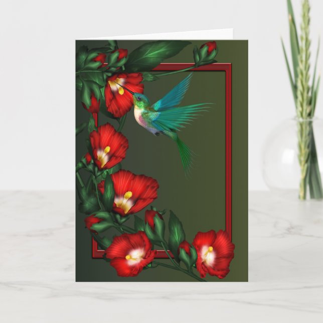 Hummingbird Hibiscus Note Cards (Front)