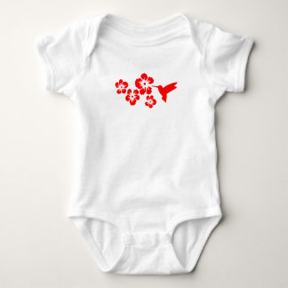 hummingbird hibiscus red baby bodysuit