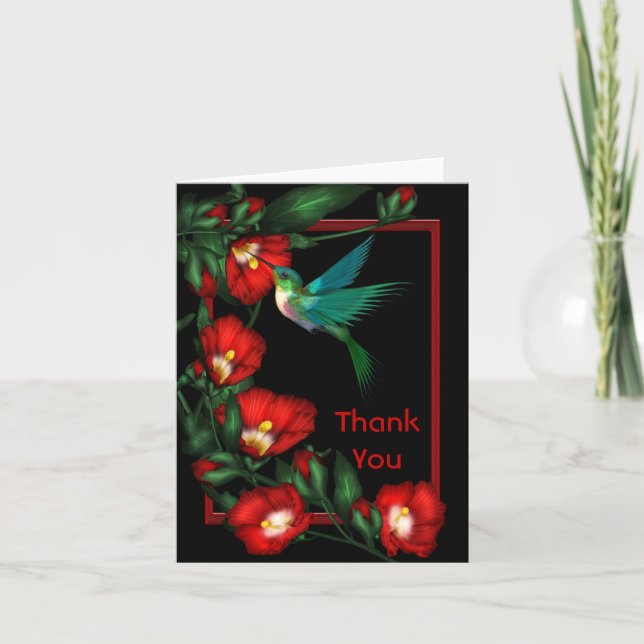 Hummingbird Hibiscus Thank You Blank Notecards (Front)