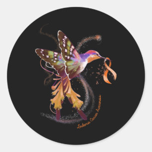 Hummingbird Hold Orange Ribbon Leukemia Awareness Classic Round Sticker