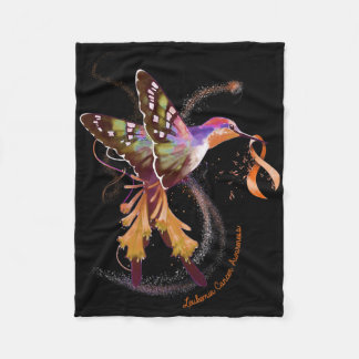 Hummingbird Hold Orange Ribbon Leukemia Awareness Fleece Blanket