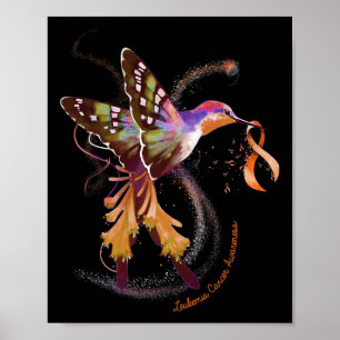 Hummingbird Hold Orange Ribbon Leukemia Awareness Poster