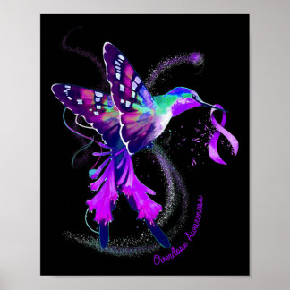 Hummingbird Hold Purple Ribbon Overdose Awareness  Poster